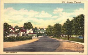 Postcard WI Ephraim Town Street View Photo Reynolds Curt Teich LINEN 1949 V206