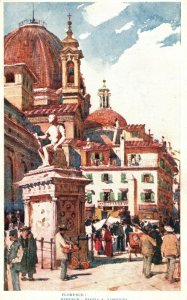 Vintage Postcard Piazza di San Lorenzo Mercato Centrale Apartment Florence Italy