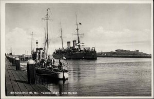 Den Helder Netherlands Gelderland Battleship Ship Vintage Postcard