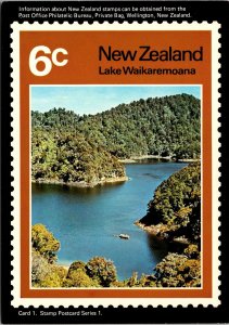 CONTINENTAL SIZE POSTCARD NEW ZEALAND 6c STAMP LAKE WAIKAREMOANA