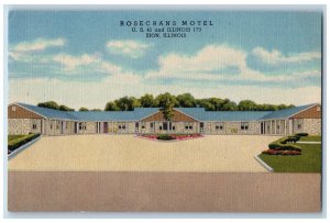 Zion Illinois Postcard Rosecrans Motel Exterior Building c1940 Vintage Antique