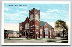 Cicero Illinois~Panorama Lutheran Church On Corner~Vintage Postcard