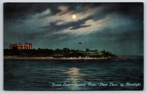 Groton Connecticut~Eastern Point Plant Place By Moonlight~Photochrom~Vintage PC