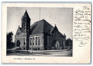 Rockford Illinois IL Postcard Post Office Exterior Roadside Scene 1906 Vintage