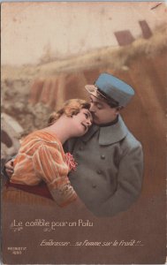 Romantic Couple Soldier Military World War 1 RPPC C167