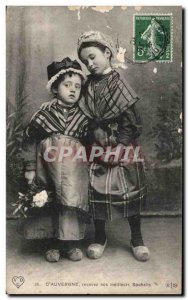 Old Postcard D Auvergne receive our best wishes Folklore Costume Children