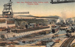 MIRAFLORES LOCKS LOOKING SOUTH PANAMA CANAL ZONE POSTCARD (c. 1910)