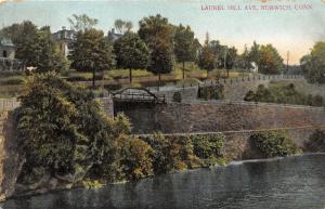 Norwich Connecticut~Laurel Hill Avenue~Houses behind Trees~Small Bridge~c1910 Pc