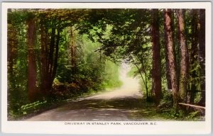 Vintage Real Photo Postcard Driveway in Stanley Park Vancouver BC H80