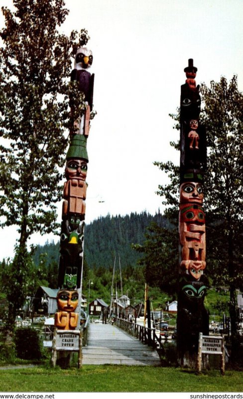 Alaska Wrangell Indian Totem Poles On Chief Shakes Island