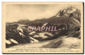 Postcard Old Morzine Haute Savoie His telepherique His Sports Winter Dents du...