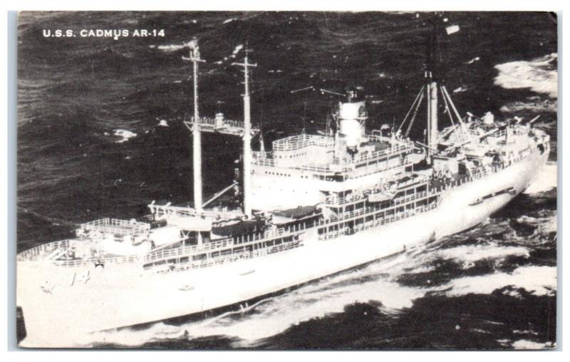 1950s USS Cadmus (AR-14) Amphion Class US Navy Repair Ship Postcard