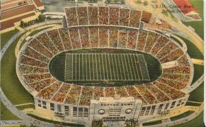 Linen Postcard Cotton Bowl Football Stadium Dallas TX Unposted