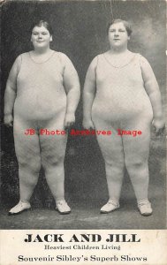 Advertising Postcard, Sibley's Superb Show, Heaviest Children Living Jack & Jill