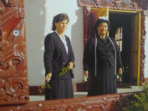 Postcard - Maori women, Waiwhetu Marae - Lower Hutt, New Zealand