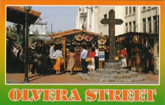 California Los Angeles Olvera Street Wooden Cross and Markets