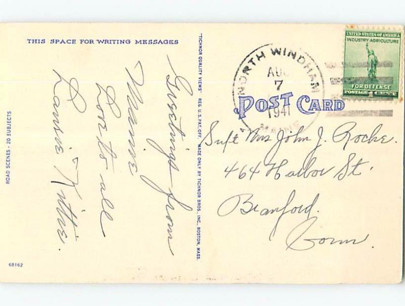 Linen GREETINGS FROM POSTCARD North Windham Maine ME ho5916