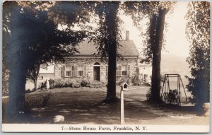 Franklin NY Stone House Farm New York Children on Swing RPPC Postcard H73