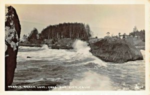 CRESCENT CITY CA~PEBBLE BEACH COVE~1940s REAL PHOTO POSTCARD