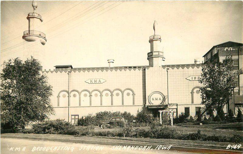 Auto Broadcasting 1940s Radio Station Page County Shenandoah Iowa RPPC 1110