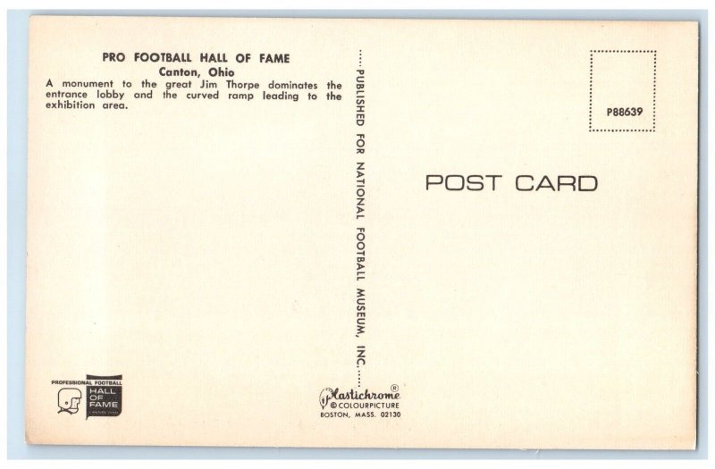 c1950's Pro Football Hall Of Fame Interior View Canton Ohio OH Vintage Postcard