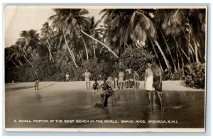 1947 Small Portion of the Beach Grand Ance Granada BWI RPPC Photo Postcard