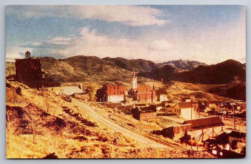 Aerial Birdseye View Mining Town Virginia City NV Postcard K17