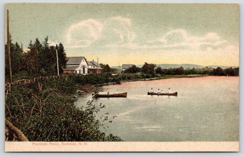 Dummer New Hampshire~Canoeing & Boating Pontook Pond~Shoreline Homes~c1910 