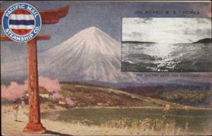 Pacific Mail Steamship Co SS Korea Golden Gate San Francicso Mt. Fuji c1910 PC