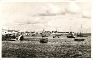 aruba, N.A., ORANJESTAD, Harbor with Fishing Schooners (1961) RPPC Postcard