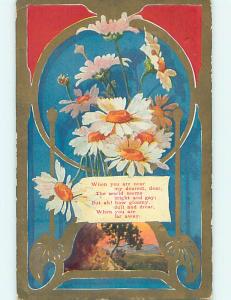 Divided-Back BEAUTIFUL FLOWERS & SUNSET SCENE o8909