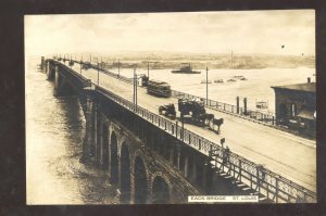 RPPC ST. LOUIS MISSOURI EADS BRIDGE TROLLEY CAR WAGON MO. REAL PHOTO POSTCARD