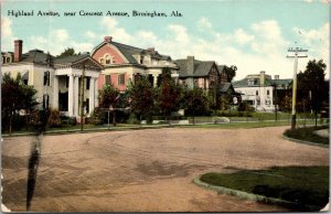 Postcard Highland Avenue near Crescent Avenue in Birmingham, Alabama~1647
