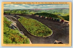 Gatlinburg Tennessee TN Postcard Clingman's Dome Parking Area Cars Lined Vintage