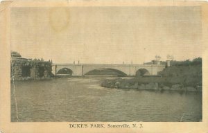 Somerville New Jersey Duke's Park Bridge 1924 Litho Postcard Used