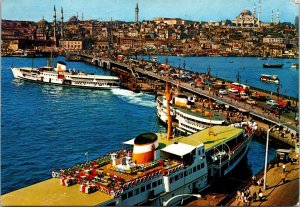 From Karakoyedn to Bridge new Mosque and  Suleymaniye Istanbul Turkey Postcard