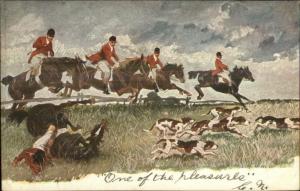 Fox Hunt Hunting Hound Dogs Horses Series #291 c1910 Postcard #2