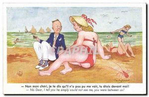 Humor - Illustration - woman in bathing suit - bathing suit - Old Postcard