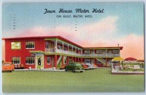 Biloxi Mississippi Postcard Town House Motor Hotel Building Exterior 1954 Posted