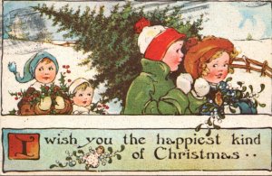 Merry Christmas With Children and Christmas Tree