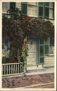 Nantucket Mass MA Hussey Street Doorway Marshall Gardiner Vintage Postcard