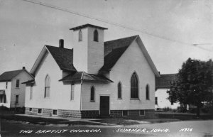 RPPC Baptist Church SUMNER, IOWA Bremer County ca 1940s Vintage Photo Postcard