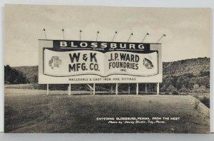 BLOSSBURG PA Billboard W&K Mfg Co JP Ward Foundries View from West Postcard Q9