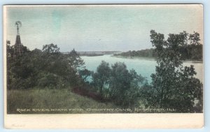 ROCKFORD, Illinois IL ~ Handcolored ROCK RIVER from Country Club 1900s Postcard