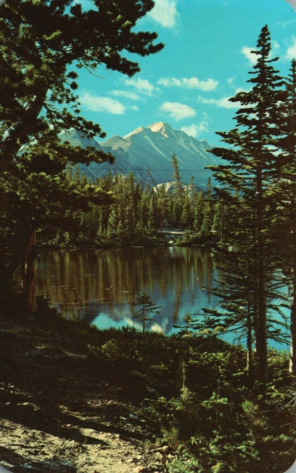 vintage-postcard-vista-long-s-peak-from-nymph-lake-rocky-national-park