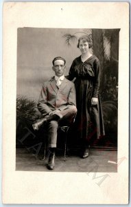 c1910s Married Couple RPPC Handsome Man & Woman Real Photo Chad Physiognomy A160