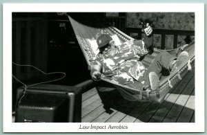 Duckboy Comic Low-Impact Aerobics Drinking Beer in Hammock UNP Postcard H8