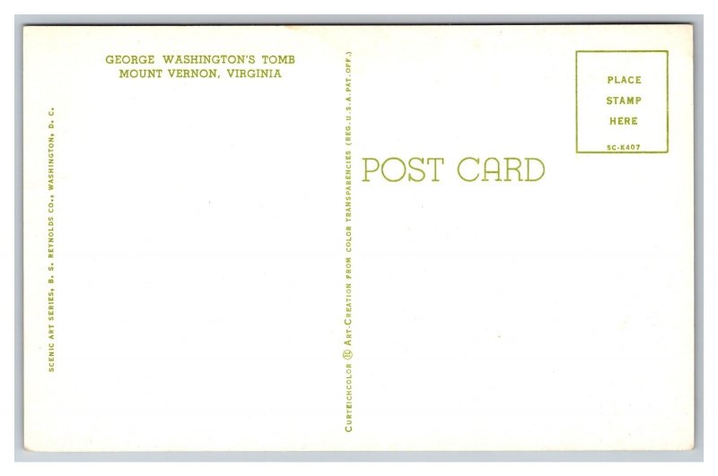 George Washington's Tomb Mount Vernon Virginia Postcard