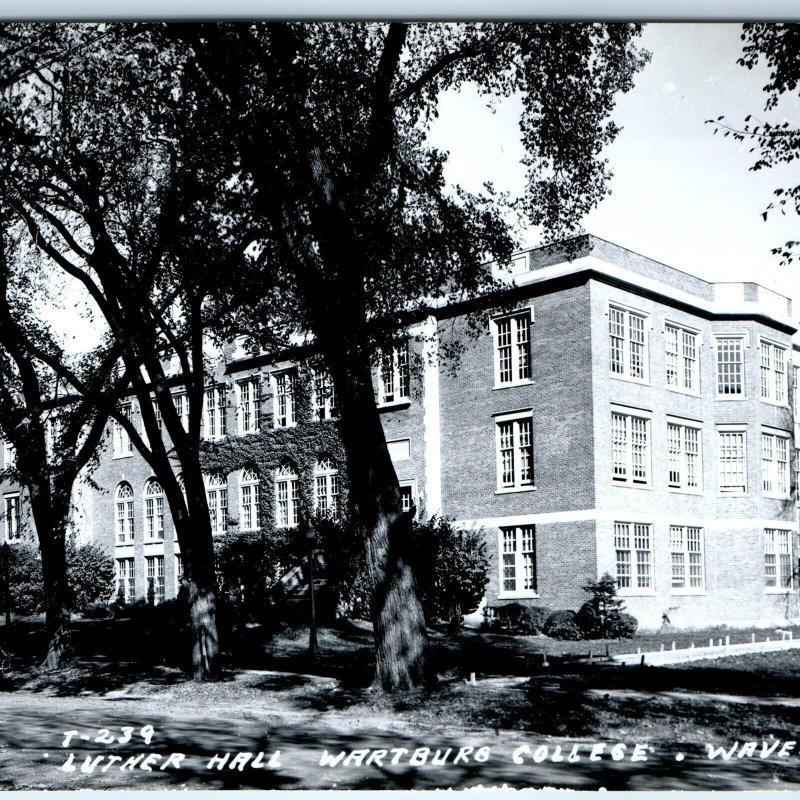 c1950s Waverly, IA RPPC Luther Hall Wartburg College Real Photo Postcard A104