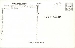 Vtg 1950s Dover High School Dover Delaware DE Chrome Postcard